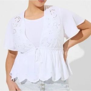 Torrid Eyelet Tie Front Blouse